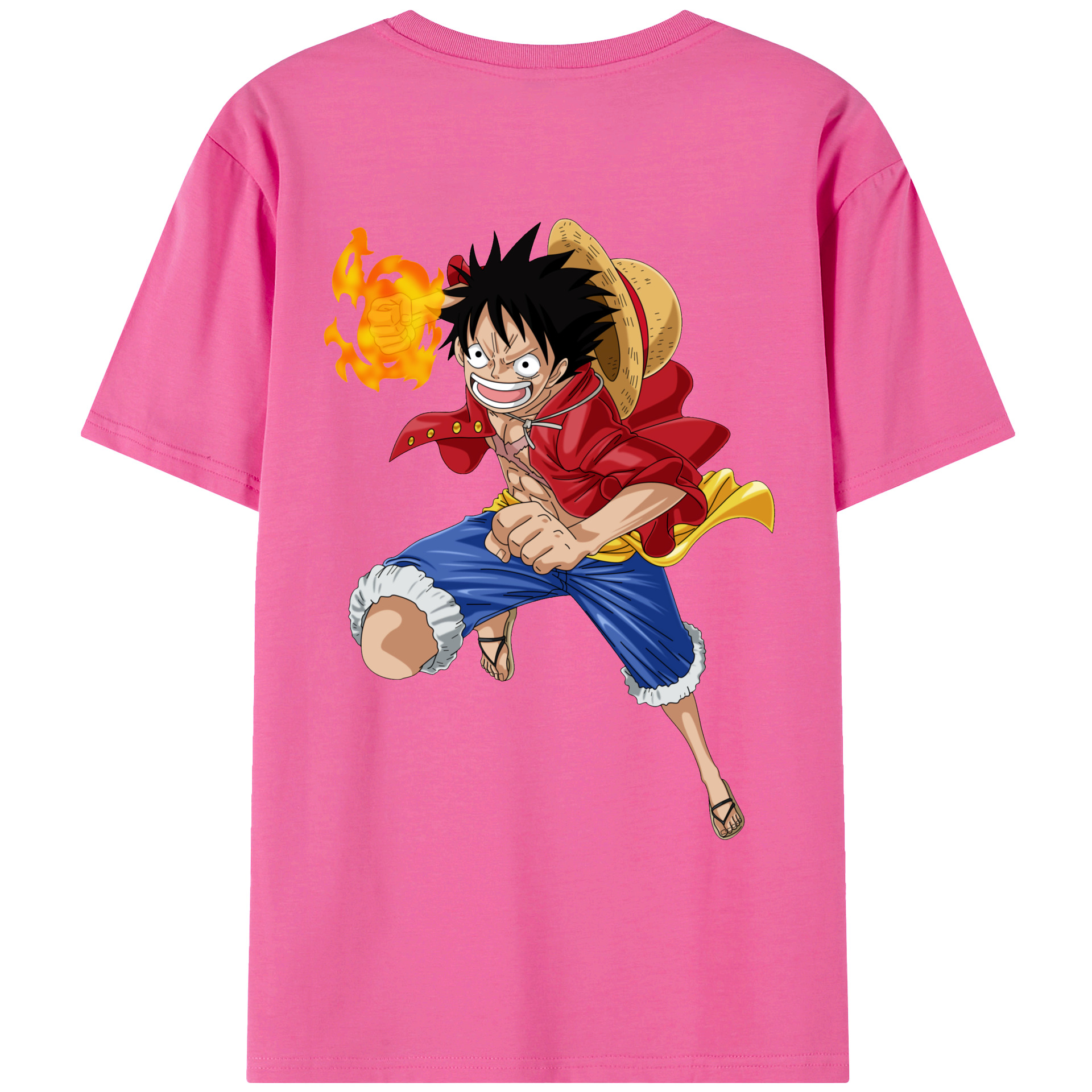 ワンピース モンキー・D・ルフィ ONE PIECE Monkey D. Luffy レディース半袖Tシャツ(バックプリント)